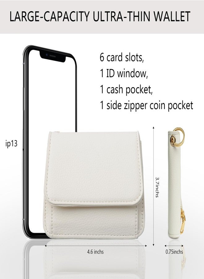 Sunpour Keychain Wallet RFID Wristlet Wallets for Women,Small Wallets Woman Key Chain Wallet with Coin Pocket and Id Window (Beige) - Image 3